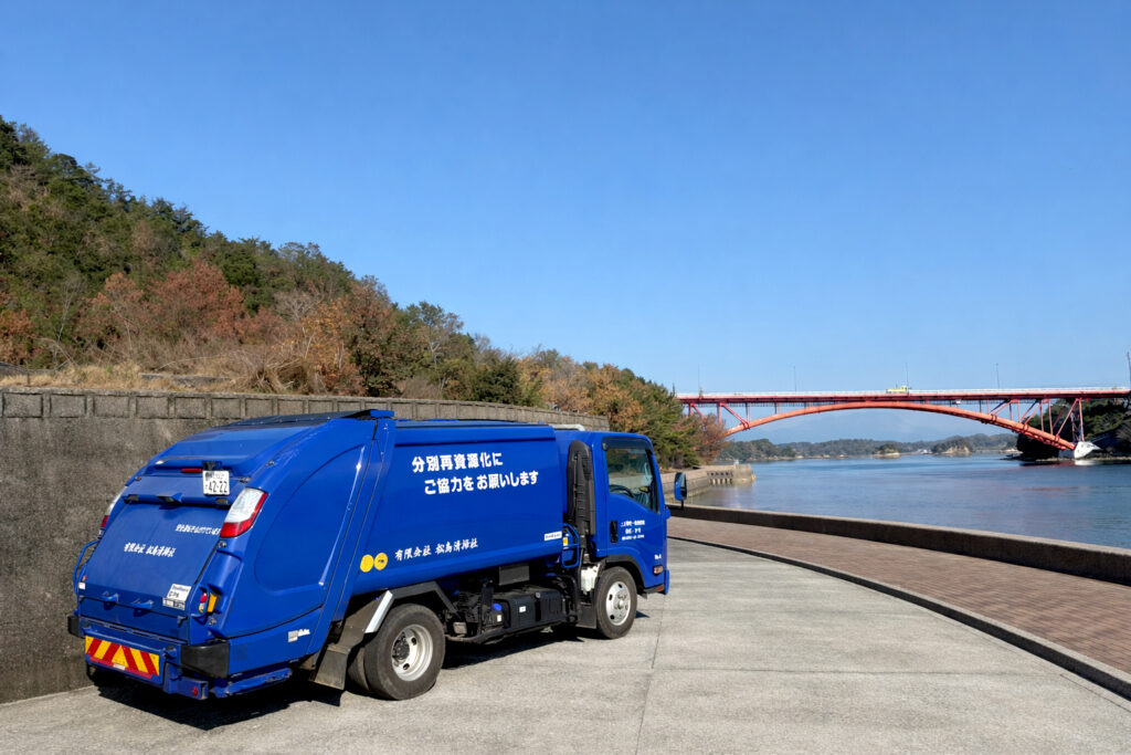 松島清掃社のゴミ収集車（ファーストビュー画像）